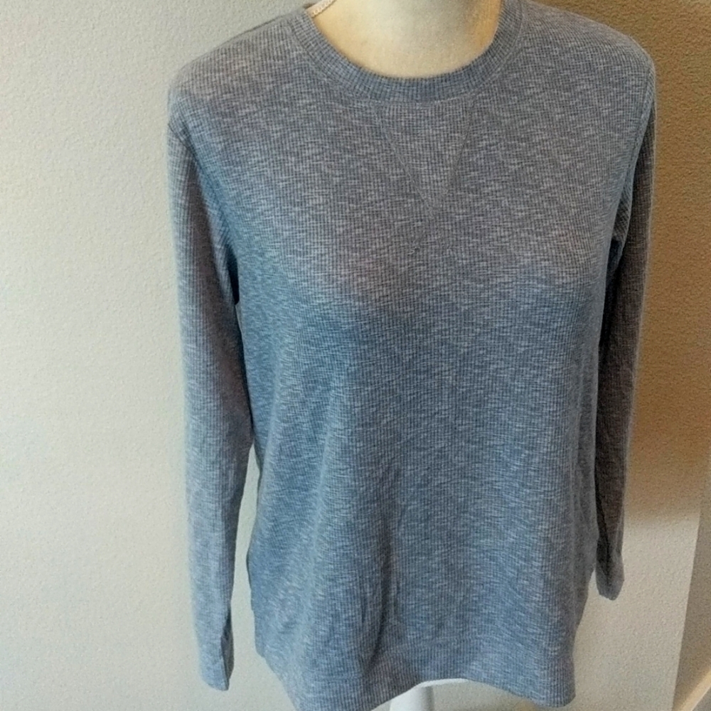 Roudelain Womens Size M Whisper Luxe Waffled Pajama Top Long Sleeve Blue